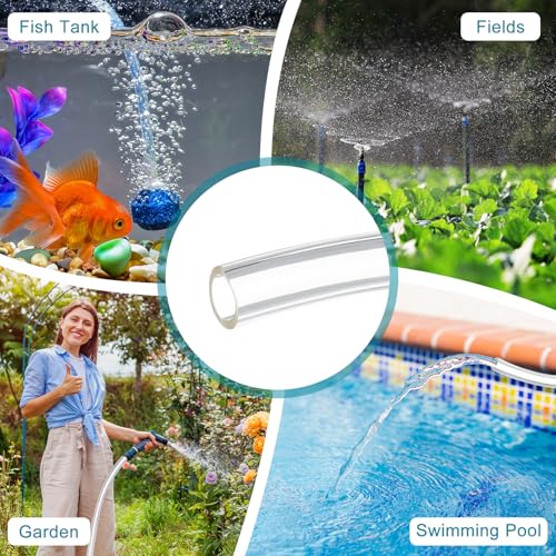 uxcell 5/16 Inch Clear PVC Tubing, 8mm ID x 12mm OD - 15ft PVC Tube Lightweight Vinyl Hose, Transparent Flexible Plastic Water Tubing for Air Oil Water Transfer Aquarium Irrigation - size: 8mm ID x 12mm OD