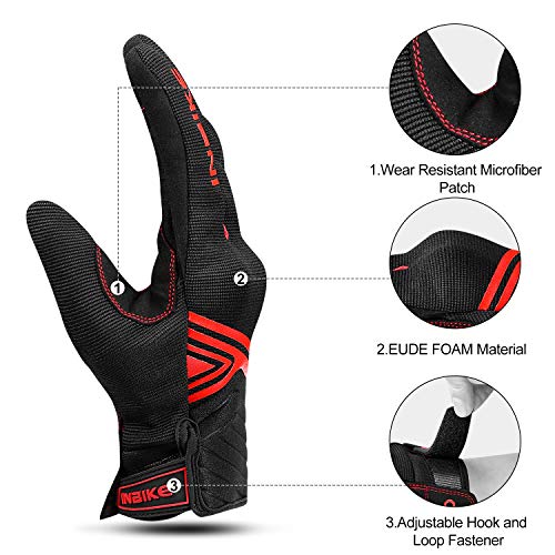 INBIKE Motorcycle Gloves Breathable Mesh Touchscreen Hard Knuckles - color: Red, size: Large