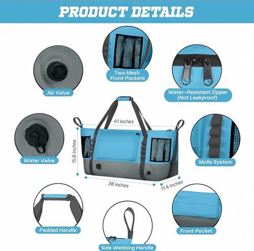 Insulated Fish Cooler Kill Bag with Flat Bottom-26x18 31x14 40x16 50x18 60x20 70x25 Inches Waterproof Fishing tackle Kill Cooler Bag - color: Blue-40x16x10