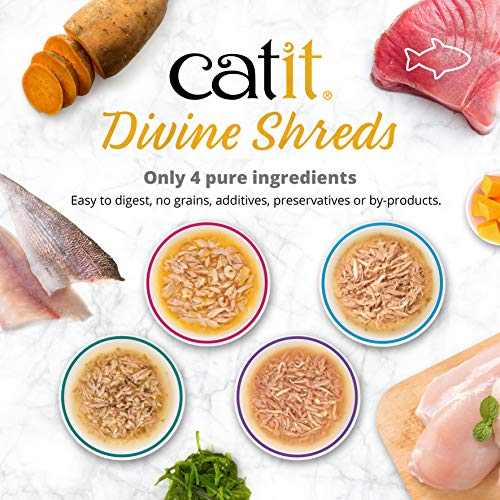Catit Divine Shreds Premium Cat Food Topper, Tuna with Shrimp & Pumpkin (Pack of 4) - size: 1 Count (Pack of 4)