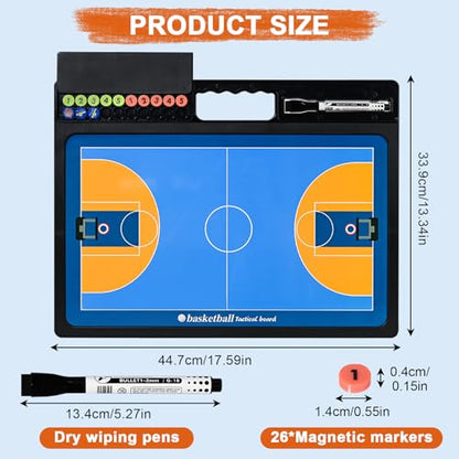 Basketball Coaching Board, Double-Sided Magnetic Tactics Clipboard