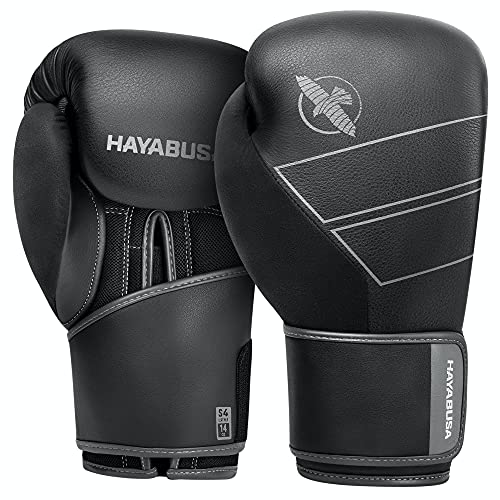Hayabusa S4 Leather Boxing Gloves | 12oz Boxing Gloves, Muay Thai Gloves, Kickboxing Gloves, Leather Training Gloves, Men and Women, 16oz Boxing Gloves - color: Black, size: 16 oz