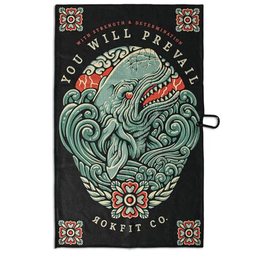 RokFit Multi-use Bold Graphic Towel with Carabiner Clip. (You Will Prevail) - color: You Will Prevail