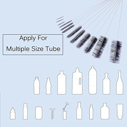 Eboot 10 Pcs 8.2 Inch Tube Cleaning Brushes Nylon Cleaner Brush Long Sink Drain Pipe Cleaning Brushes 10 Different Diameters for Bottle Straw Tumbler Home Sink Plumbing