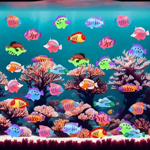 72Pcs Plastic Fish Toys - Tropical & Mini Plastic Fish Set for Children's Party Supplies and Decoration
