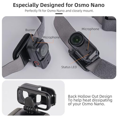 Head Mount for DJI Osmo Nano Camera, Vertical Horizontal 360 Angle Adjustable Quick Release Head Strap Mount, First-Person View Outdoor Shooting Bracket for DJI Nano Accessories
