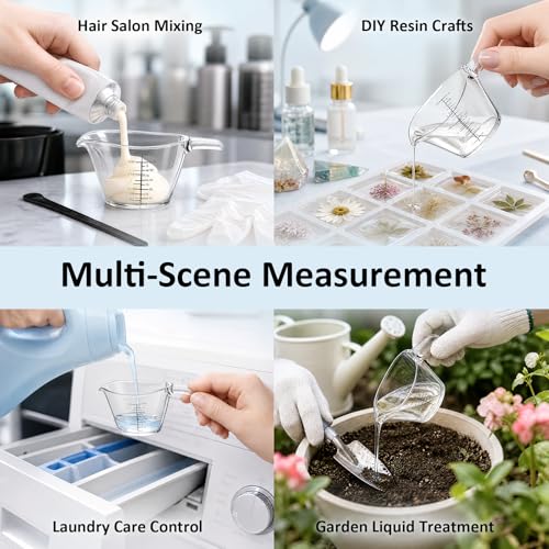 8 Pack Tablespoon Measuring Cup, 2oz/60ml Clear Mini Small Liquid Measuring Cups for Kitchen Resin Diy Beauty Mixing with Tsp/tbsp/oz/ml