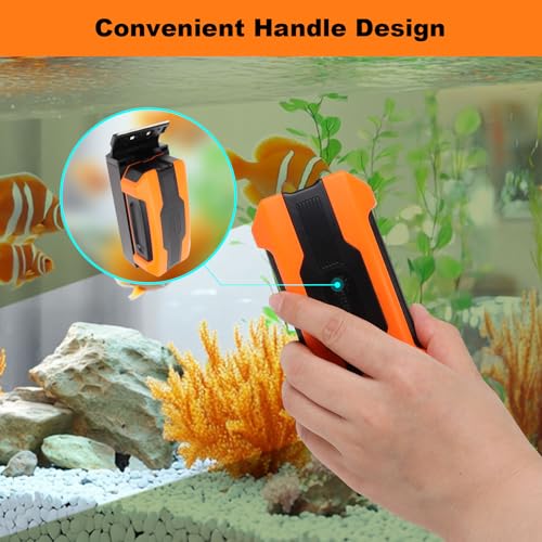 hygger Aquarium Magnetic Brush, Fish Tank Glass Algae Scrubber with Detachable Stainless Steel and Plastic Scraper, Magnetic Fish Tank Cleaner for Glass/Acrylic Fish Tank - size: M for tank thickness ≤ 0.6"