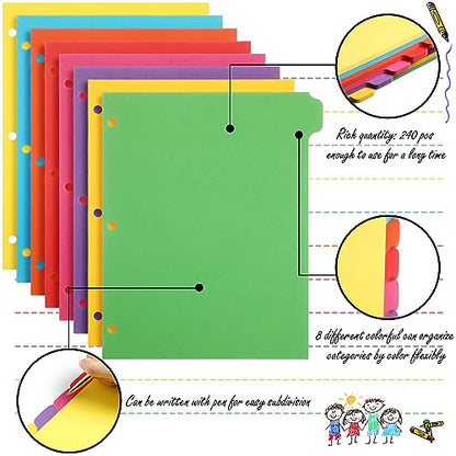 Harloon 30 Set 30 Set 3 Ring Binder Dividers with 8 Tabs, 1/8 Cut Tab Divider 3 Hole Punch 8.5 x 11 Inch Blank Index Binder Bulk 230 GSM Heavyweight Paper for School Class Office Home (Multicolor)
