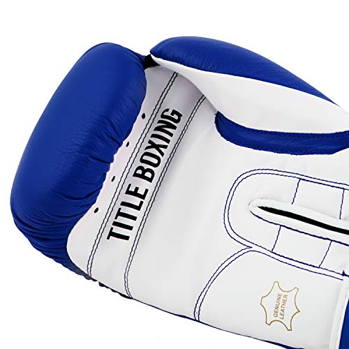 TITLE Boxing Pro Style Leather Training Gloves 3.0 - Boxing Gloves, Boxing Training Gloves, MMA Gloves, Oz Training Gloves, Kickboxing Gloves, Punching Bag Gloves, Sparring Gloves - color: Blue/White, size: 16 oz
