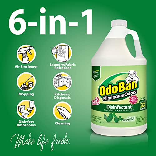 OdoBan Disinfectant Odor Eliminator and All Purpose Cleaner Concentrate, Original Eucalyptus Scent, 1 Gallon - size: 128 Fl Oz (Pack of 1)