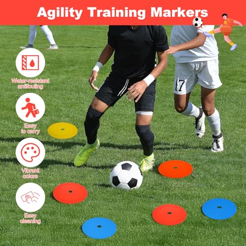 24 Packs 6 Inch Flat Cones, Spot Markers, Soccer Cones, Field Court Markers, Flat Discs, Soccer Training Equipment, Agility Practice, Football