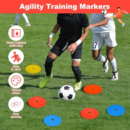 24 Packs 6 Inch Flat Cones, Spot Markers, Soccer Cones, Field Court Markers, Flat Discs, Soccer Training Equipment, Agility Practice, Football