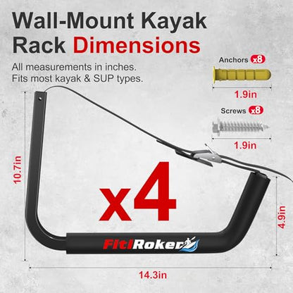 Kayak Storage Rack 120LB Wall Mounted Kayak Hook - style: Square Tube
