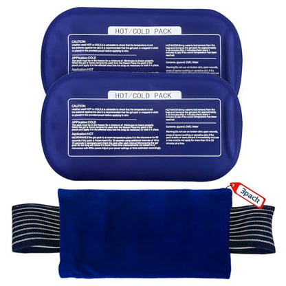 Ice Packs for Injuries Reusable (3-Piece Set) – Hot and Cold Ice Packs for Knee, Reusable Gel Wraps Support, Adjustable Ice Pack Pain Relief for Shoulders, Back Joints Muscles, Knees, Arms and Legs - size: 3 Piece Set - Regular, style: Nary Blue