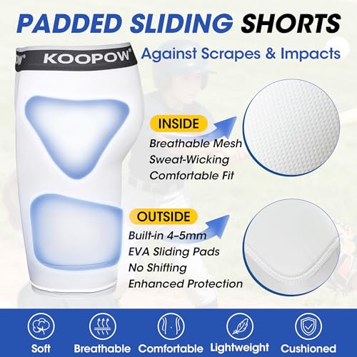 Youth Boys Padded Compression Sliding Shorts Pants With Soft Cup & Pocket - color: White-0933w, size: Small