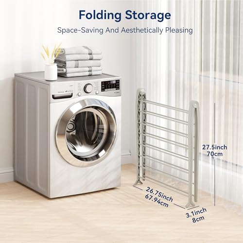 Whitmor Spacemaker Folding Drying Rack, Indoor Clothes Organizer with Patent-Pending Design, Space Saving, 6" L x 26" W x 51.5" H, Beige - color: Beige