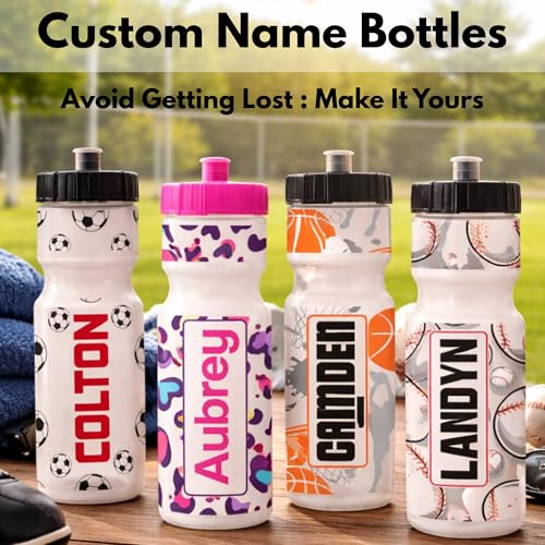 50 Strong | Personalized Kids Sports Water Bottle, 22 oz, Baseball - color: Baseball - Custom