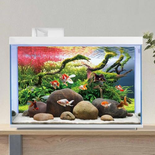 AWERT 48x18 inches Branches Fish Tank Background Stone Seaweed Aquarium Background River Bed & Lake Aquarium Background Vinyl Background