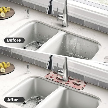 Faucet Draining Mat For Kitchen Sink, Cream Puddings Diatom Mud Absorbent Drain Pad For Bathroom Kitchen Sink Splash Guard Drying Mat - color: Cream Puddings