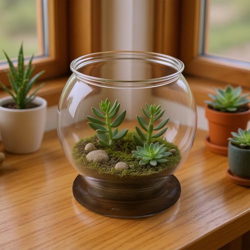 Plastic Fish Bowl 38 oz Decorative Small Mini Fishbowl Round Plastic Aquarium Fish Bowls Unbreakable Heavy Duty Bowl for Centerpiece Vases, Party Decorations, Pack of 1
