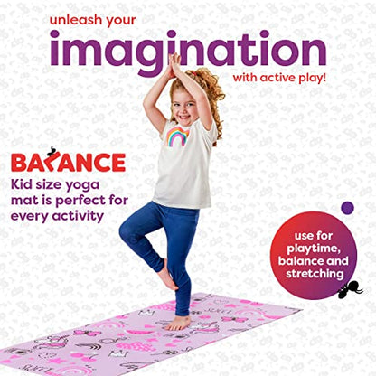 Antsy Pants Kids Yoga Mat - Non-Slip Exercise Mat, 60" x 24", 3mm - color: Pink Unicorn