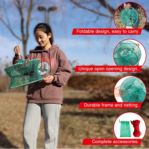 Crab Spring Trap 2 pcs - Bait Trap for Lobster, Crawfish, Shrimp, Portable Folding Collapsible Fishing Traps Nets Fishing Accessories - style: 2pcs X Crab Trap - Large
