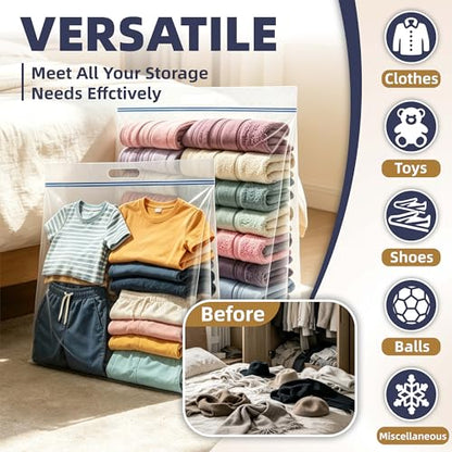 Heavy Duty 15 Gallon Clear Zipper Bags with Handles, 3.5 Mil Thick 24x24 Inch Storage Bags 10 Pack for Moving, Home and Travel Use - size: 10 Large