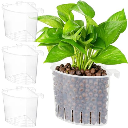 2026 Latest Model Large Aquarium Corner Planter Hanging Plant Holder for Fish Tank Aquaponic Plant Cultivation and Aquascape Accessories Decorations (4 Pack) Transparent