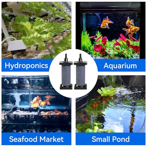 AQUANEAT Aquarium 3 inch Air Stone Cylindrical 2 Pack, Large Airstone, Aerator Bubble Diffuser, Air Pump Accessories for Aquariums, Hydroponic, Ponds and Fish Tanks - size: 3 inch