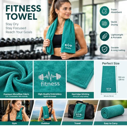 Microfiber Gym Bench Towel with Fitted Corner Hood, Blue Green - color: Blue-green