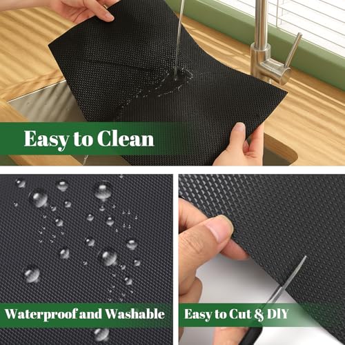 Shelf Liner 30 Inches Wide, Kitchen Cabinet Liner, Drawers Liner Non-Slip | Thickened Non Adhesive Black Liner 30 Inches x 20 FT, Washable Oil-Proof for Shelves, Refrigerator, Storage, Desks