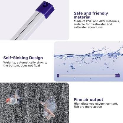 hygger 27.5 Inch Long Aquarium Bubble Bar, Ultra-Fine Quiet Oxygen Diffuser Bubble Curtain Wall, Self-Sinking Design Fish Tank Bubbler Decorations for Freshwater Saltwater - size: 27.5 Inch