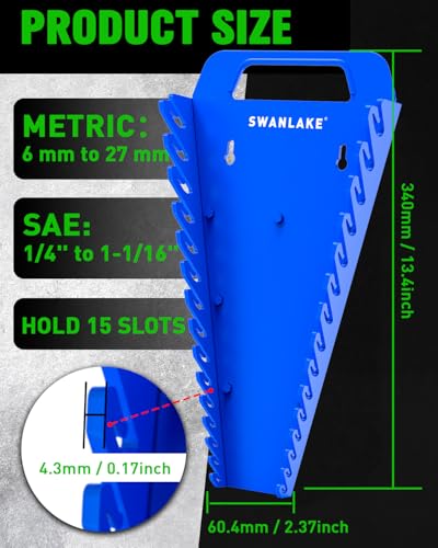SWANLAKE Magnetic Wrench Organizer Toolbox Holder, 4-Pack SAE (1/4'' to 1-1/16''), Metric (6mm to 27mm) Wrench Organizers, Total Hold 60 Slots Ratchet Holders for Tool Box - style: 60-Slot