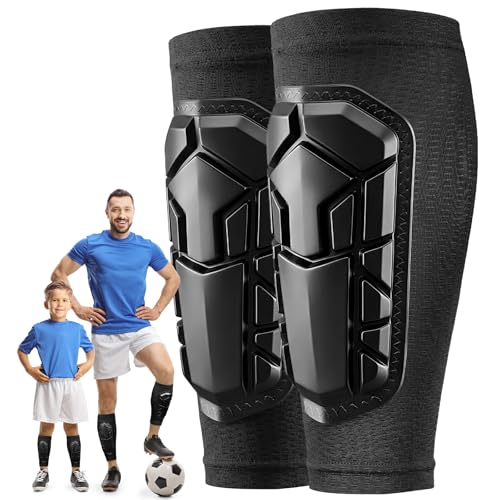 Soccer Shin Guards with Sleeves for Kids Youth Adults Boys Girls - size: X-Large
