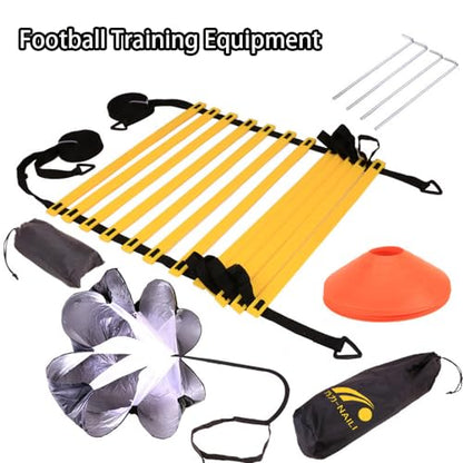 SagaSave Speed Agility Training Equipment Set Training Equipment Includes Agility Ladder Resistance Parachute 5 Agility Disc Cones 4 Steel Pegs