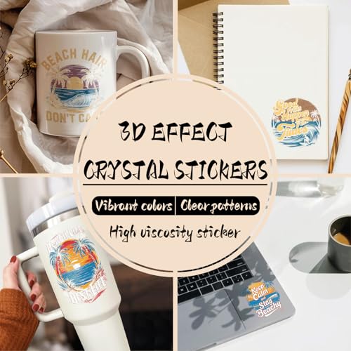 24PCS Summer Surfing UV DTF Cup Wrap Transfer Paper for Mugs, Glasses, Notebooks, Computers, Tables and Chairs, High Viscosity for DIY Creativity