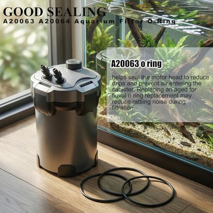 A20063 A20064 Aquarium Filter O-Rings Compatible with Fluval 304/305/306/307/404/405/406/407 Canister Filters, Motor Head Seal Ring Gasket Replacement 3 Pack