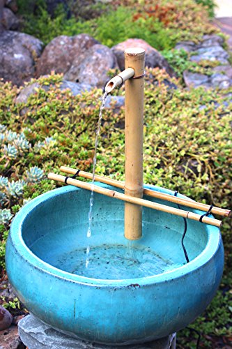 18" Adjustable Bamboo Fountain Kit with Pump – Large Zen Water Feature for Bowls, Basins, Ponds & Backyard Gardens, Indoor/Outdoor (Container Not Included)