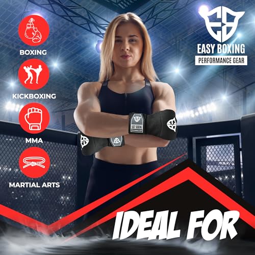 Inner Gel Gloves, Hook and Loop Closure, Breathable Wrist Wraps for Boxing and MMA Training, Black, 75cm - size: Large-X-Large