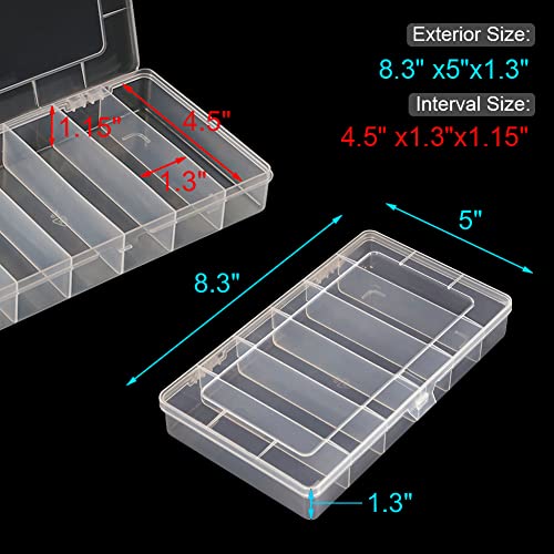 2 Pack 6 Grids Tackle Box Organizer Mascara Brushes Container Fishing Tackle Tray Box Plastic Storage Organizer Container for Crafts, Beads Earrings, Screws, Nail, Pins - size: 6 grids 2pcs no dividers