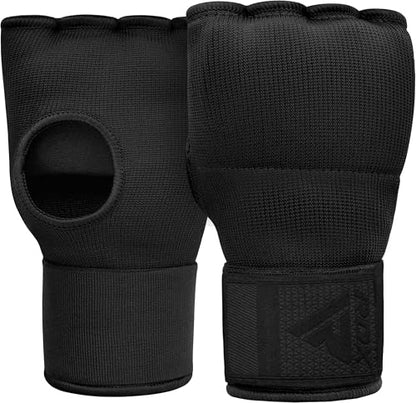 RDX Gel Boxing Hand Wraps Inner Gloves Men Women, Quick 100cm Long Wrist Straps, Elasticated Padded Fist Under Mitts Protection, Muay Thai MMA Kickboxing Martial Arts - color: Full Black, size: Small