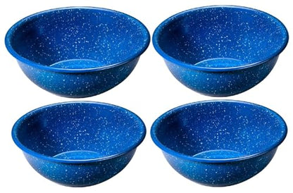 Enamelware for Camping and Backpacking - Enamel Cookware Gear Essentials for Camping and Backpacking (Made by Caddis Sports) (6 Inch Bowl (4 Pack))