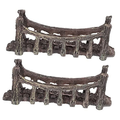 2pcs Simulated Suspension Bridge Decor Resin Craft Landscape Fish Tank Decor Aquarium Bridge Ornament Decoration
