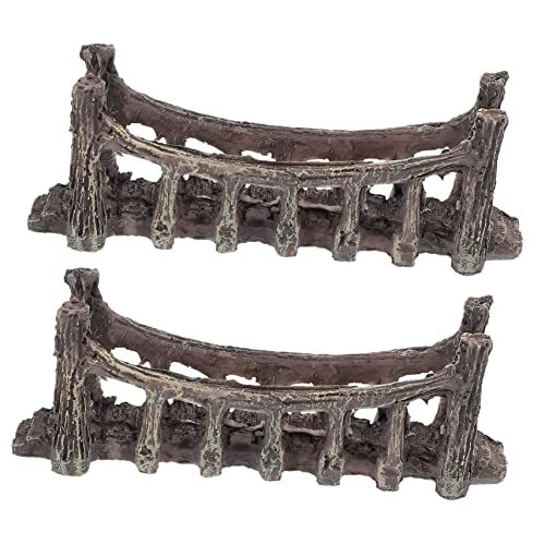 2pcs Simulated Suspension Bridge Decor Resin Craft Landscape Fish Tank Decor Aquarium Bridge Ornament Decoration