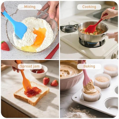 Silicone Spatula, 11 inch Large Rubber Spatulas Heat Resistant Non-Stick Flexible Kitchen Spatulas with Stainless Steel Core Scraper for Cooking, Baking, Mixing Tool (4-Piece)