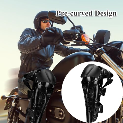 Gute Knee Pads, Adjustable Long Leg Sleeve Gear Crashproof Nonslip Protective Shin Guards for Motorcycle Mountain Biking-1 Pair