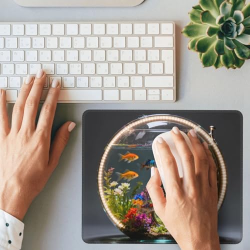 Horn Fish Tank Gaming Mouse Pad Anti-Slip Rubber Base Laptop Mouse Mat for Home Computer Mousepad 10 X 12 Inch