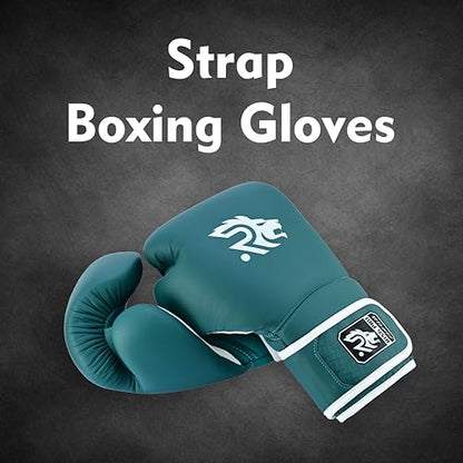 Ring Pro Leather Boxing Gloves with Strap – Premium for Training, Sparring, MMA, Kickboxing, Muay Thai (Unisex) - color: Green, size: 16 oz