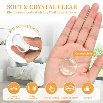 Soft Clear Cabinet Door Bumpers Pads, Self-Adhesive Rubber Furniture Pads | Crystal Clear Material,For Door Handles, Drawers And Walls,Helps Protect Surfaces, Shock Absorption, And Reduce Noise.